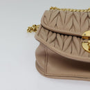 Miu Miu Matelasse Chain Shoulder Bag Leather Beige Gold Auth BD2077-15