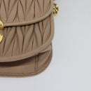 Miu Miu Matelasse Chain Shoulder Bag Leather Beige Gold Auth BD2077-16