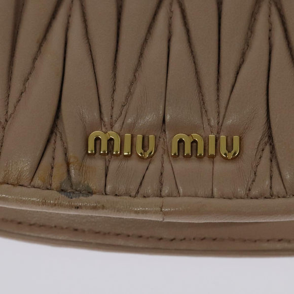 Miu Miu Matelasse Chain Shoulder Bag Leather Beige Gold Auth BD2077