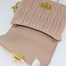 Miu Miu Matelasse Chain Shoulder Bag Leather Beige Gold Auth BD2077-19