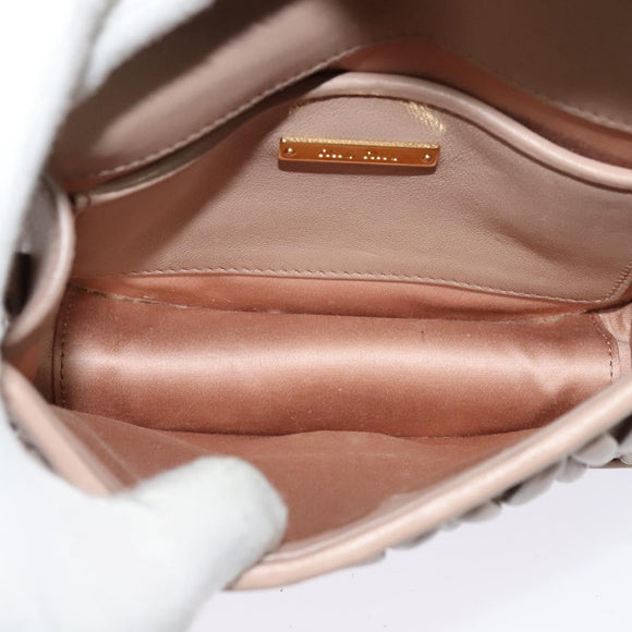Miu Miu Matelasse Chain Shoulder Bag Leather Beige Gold Auth BD2077