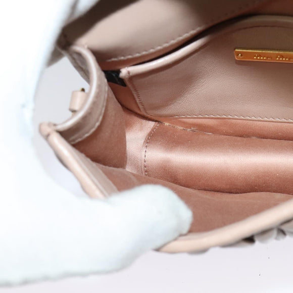Miu Miu Matelasse Chain Shoulder Bag Leather Beige Gold Auth BD2077