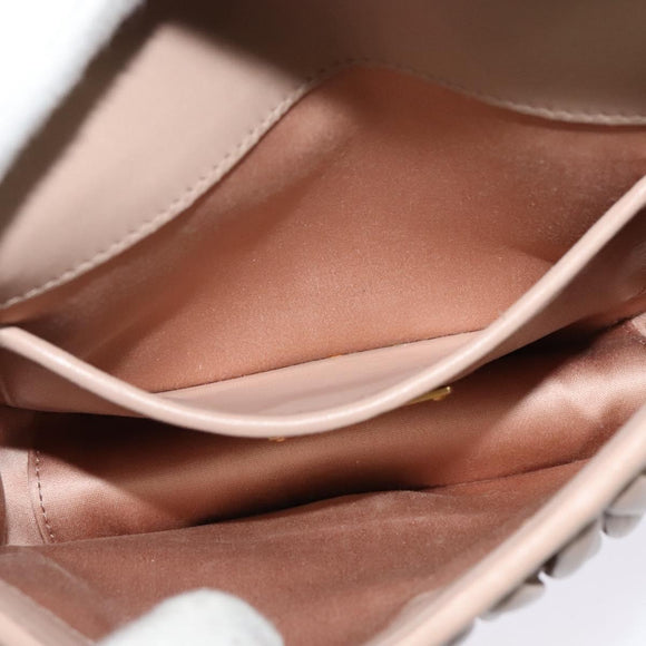 Miu Miu Matelasse Chain Shoulder Bag Leather Beige Gold Auth BD2077