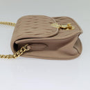 Miu Miu Matelasse Chain Shoulder Bag Leather Beige Gold Auth BD2077-3