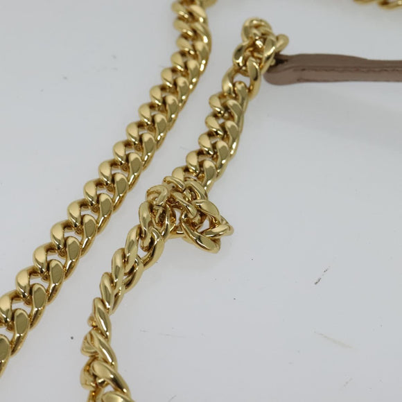 Miu Miu Matelasse Chain Shoulder Bag Leather Beige Gold Auth BD2077