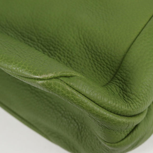 BOTTEGA VENETA Shoulder Bag Leather Green Silver Auth BD2078V