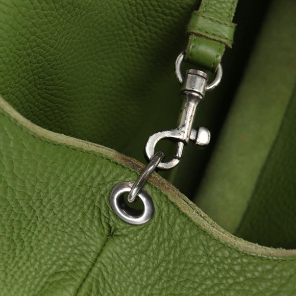BOTTEGA VENETA Shoulder Bag Leather Green Silver Auth BD2078V