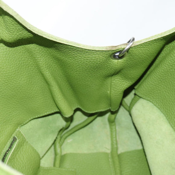 BOTTEGA VENETA Shoulder Bag Leather Green Silver Auth BD2078V