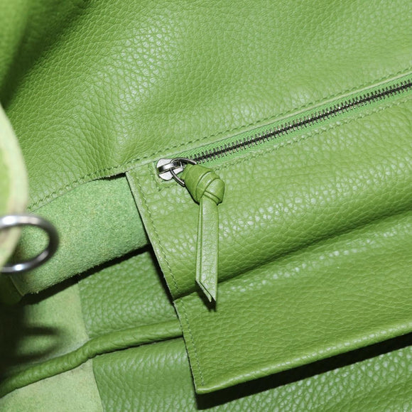 BOTTEGA VENETA Shoulder Bag Leather Green Silver Auth BD2078V
