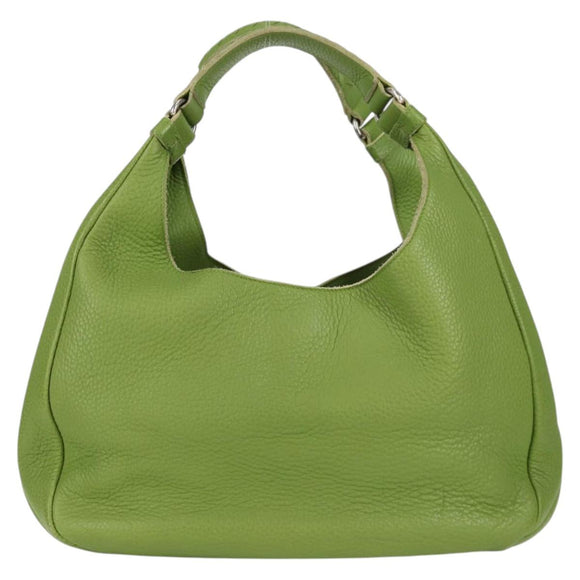 BOTTEGA VENETA Shoulder Bag Leather Green Silver Auth BD2078V
