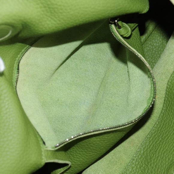 BOTTEGA VENETA Shoulder Bag Leather Green Silver Auth BD2078V