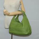 BOTTEGA VENETA Shoulder Bag Leather Green Silver Auth BD2078V-22