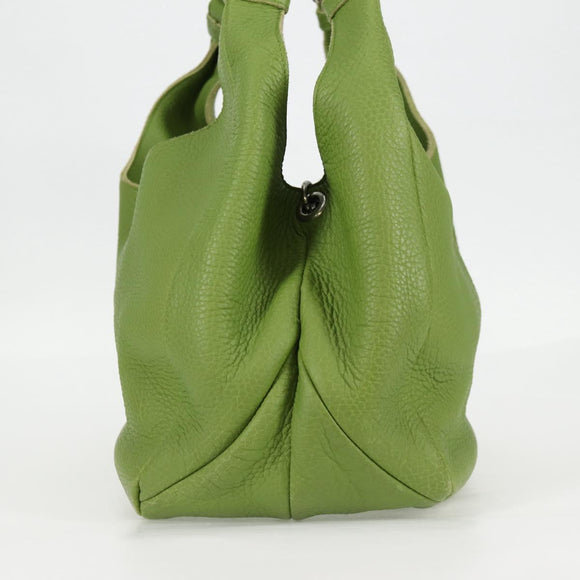 BOTTEGA VENETA Shoulder Bag Leather Green Silver Auth BD2078V