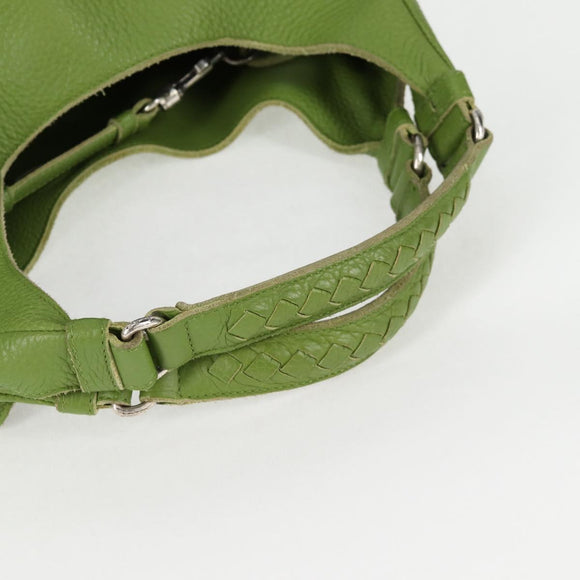 BOTTEGA VENETA Shoulder Bag Leather Green Silver Auth BD2078V