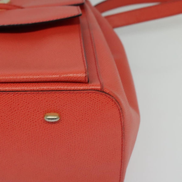 CELINE Backpack Leather Orange Gold Auth BD2079