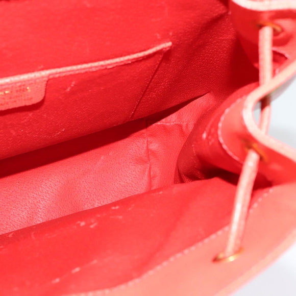 CELINE Backpack Leather Orange Gold Auth BD2079