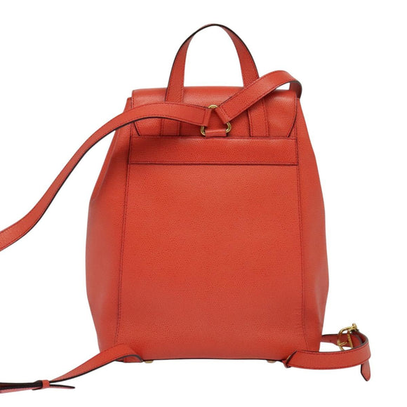 CELINE Backpack Leather Orange Gold Auth BD2079