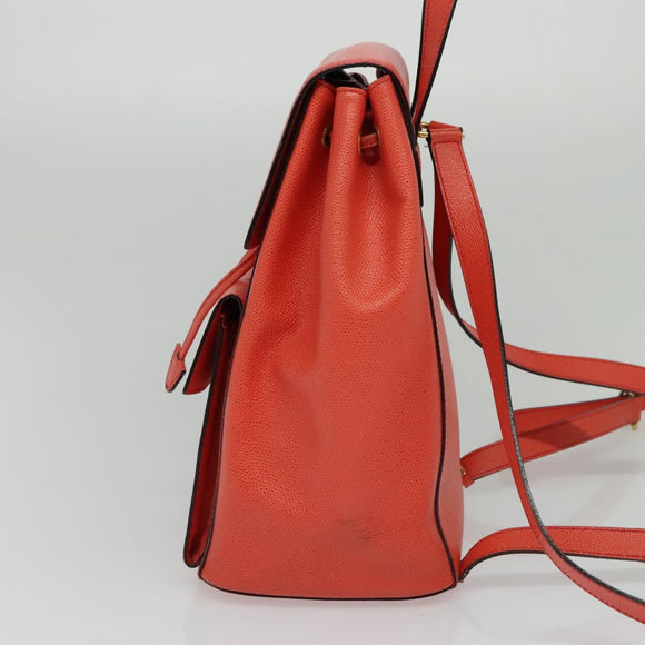 CELINE Backpack Leather Orange Gold Auth BD2079