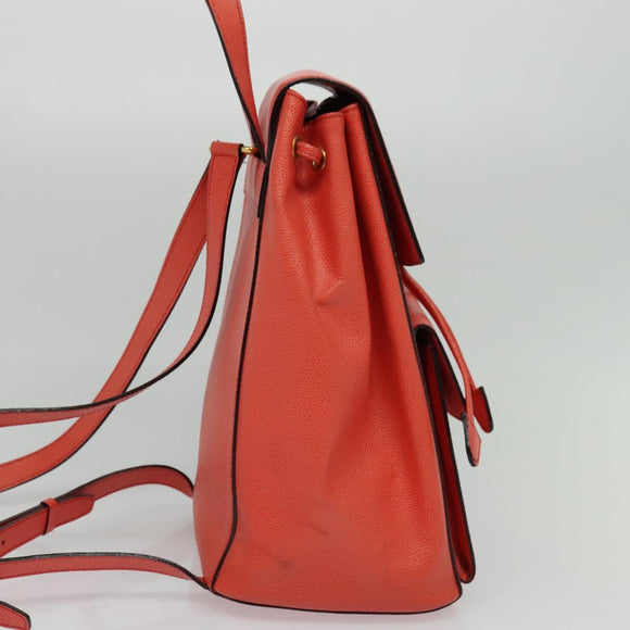 CELINE Backpack Leather Orange Gold Auth BD2079