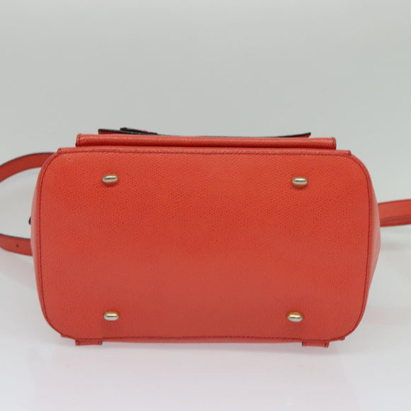 CELINE Backpack Leather Orange Gold Auth BD2079