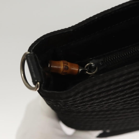 GUCCI Bamboo Hand Bag Canvas 2way Black Silver 000 1998 0540 Auth BD2082