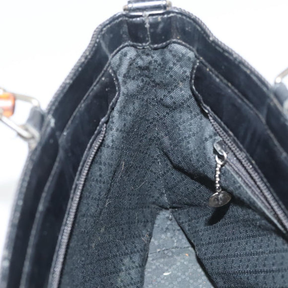 GUCCI Bamboo Hand Bag Canvas 2way Black Silver 000 1998 0540 Auth BD2082