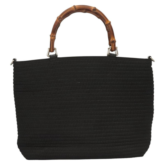 GUCCI Bamboo Hand Bag Canvas 2way Black Silver 000 1998 0540 Auth BD2082