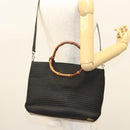 GUCCI Bamboo Hand Bag Canvas 2way Black Silver 000 1998 0540 Auth BD2082-23