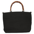 GUCCI Bamboo Hand Bag Canvas 2way Black Silver 000 1998 0540 Auth BD2082-13