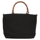GUCCI Bamboo Hand Bag Canvas 2way Black Silver 000 1998 0540 Auth BD2082-2