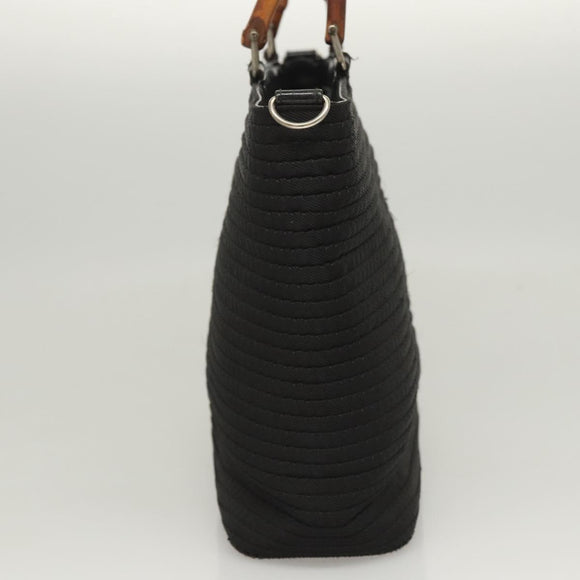 GUCCI Bamboo Hand Bag Canvas 2way Black Silver 000 1998 0540 Auth BD2082