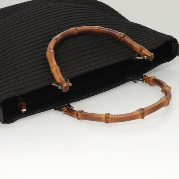 GUCCI Bamboo Hand Bag Canvas 2way Black Silver 000 1998 0540 Auth BD2082