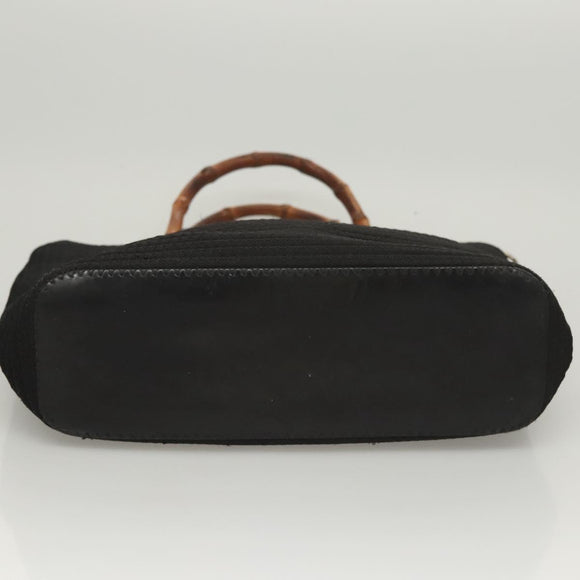 GUCCI Bamboo Hand Bag Canvas 2way Black Silver 000 1998 0540 Auth BD2082