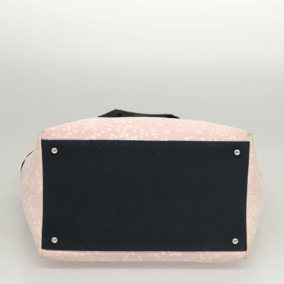 CHANEL COCO Mark Tote Bag Canvas Pink Silver CC Auth BD2095