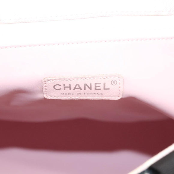 CHANEL COCO Mark Tote Bag Canvas Pink Silver CC Auth BD2095