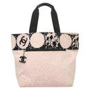 CHANEL COCO Mark Tote Bag Canvas Pink Silver CC Auth BD2095-13