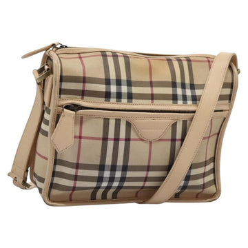 BURBERRY Nova Check Shoulder Bag PVC Beige Auth BD210