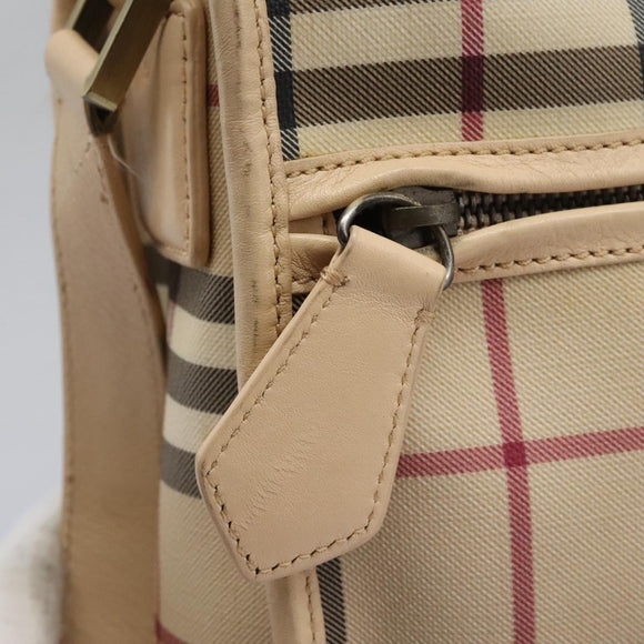 BURBERRY Nova Check Shoulder Bag PVC Beige Auth BD210