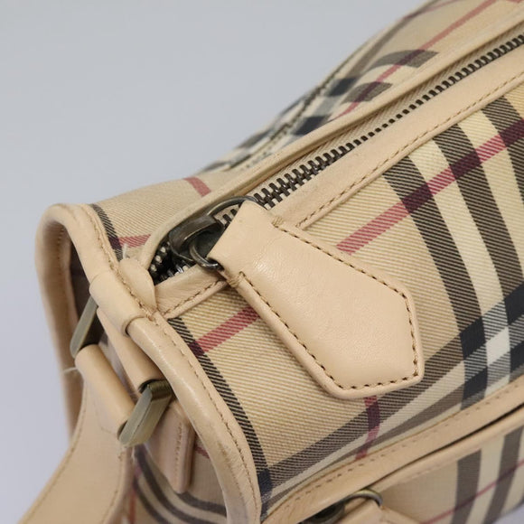 BURBERRY Nova Check Shoulder Bag PVC Beige Auth BD210