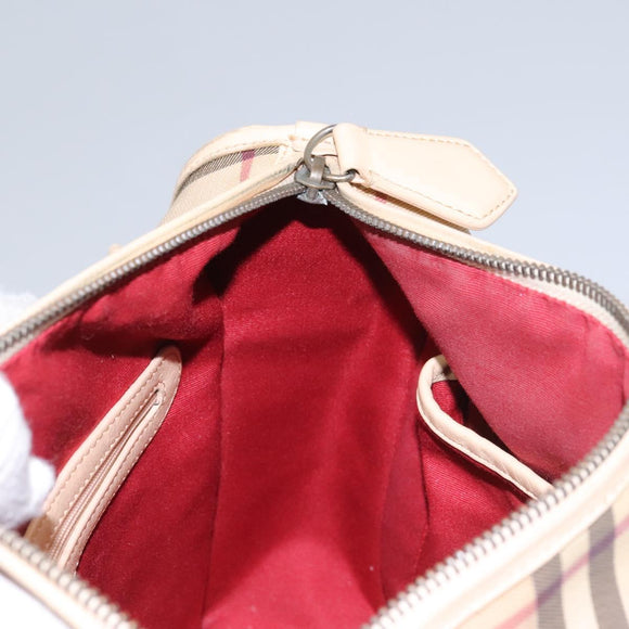 BURBERRY Nova Check Shoulder Bag PVC Beige Auth BD210
