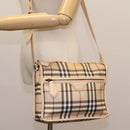 BURBERRY Nova Check Shoulder Bag PVC Beige Auth BD210-24