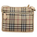 BURBERRY Nova Check Shoulder Bag PVC Beige Auth BD210-2