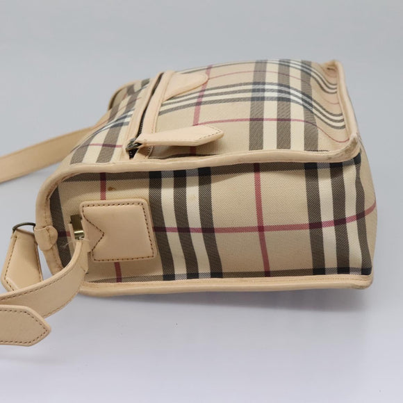 BURBERRY Nova Check Shoulder Bag PVC Beige Auth BD210