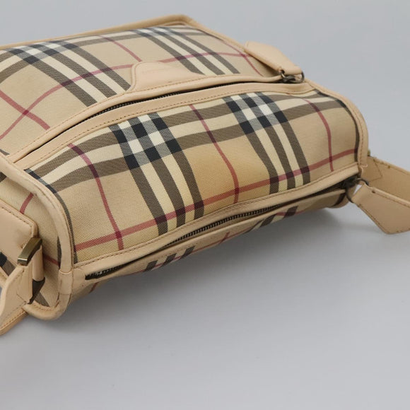 BURBERRY Nova Check Shoulder Bag PVC Beige Auth BD210