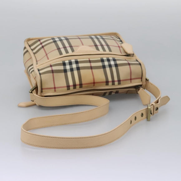 BURBERRY Nova Check Shoulder Bag PVC Beige Auth BD210
