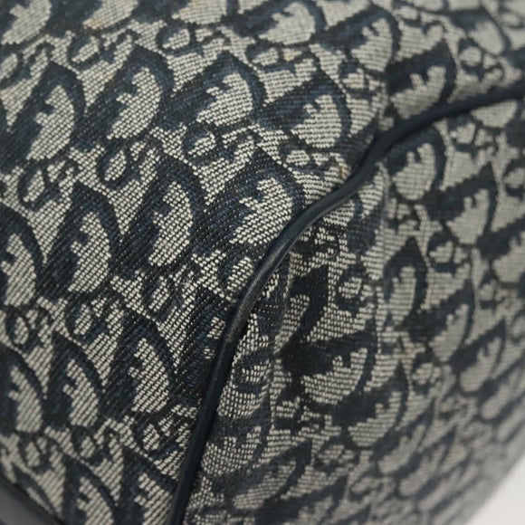 Christian Dior Trotter Canvas Boston Bag 2way Navy Gold Auth BD2104SAV