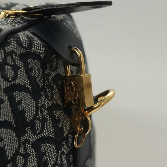 Christian Dior Trotter Canvas Boston Bag 2way Navy Gold Auth BD2104SAV