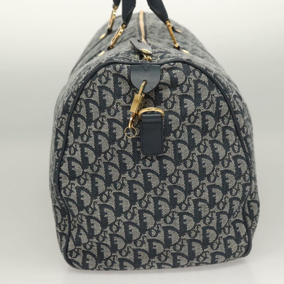 Christian Dior Trotter Canvas Boston Bag 2way Navy Gold Auth BD2104SAV