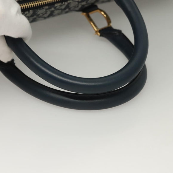 Christian Dior Trotter Canvas Boston Bag 2way Navy Gold Auth BD2104SAV