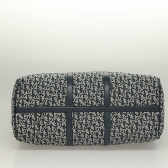 Christian Dior Trotter Canvas Boston Bag 2way Navy Gold Auth BD2104SAV